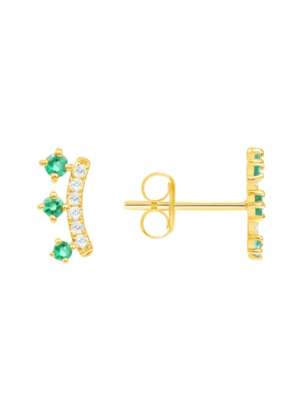 Crown Emerald Stud Earring 14K sold by LeMel