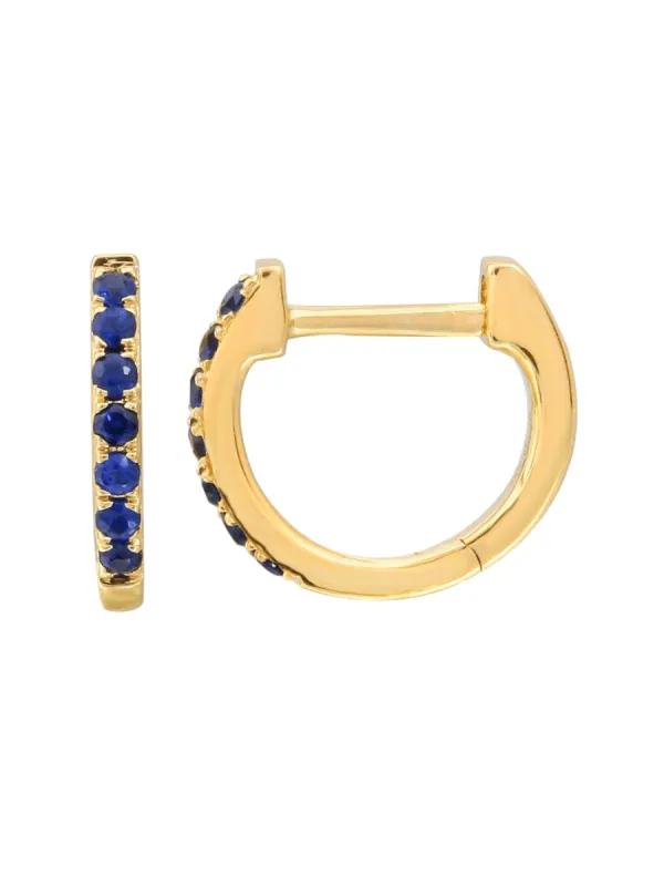 Blue Sapphire Huggie Earrings 14K sold by LeMel