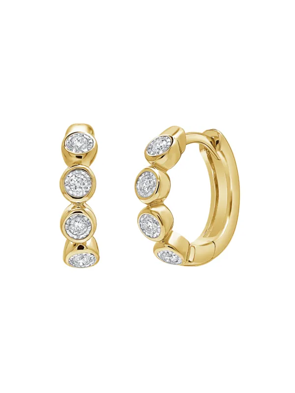 Bryn Bezel Diamond Huggie Earrings 14K sold by LeMel