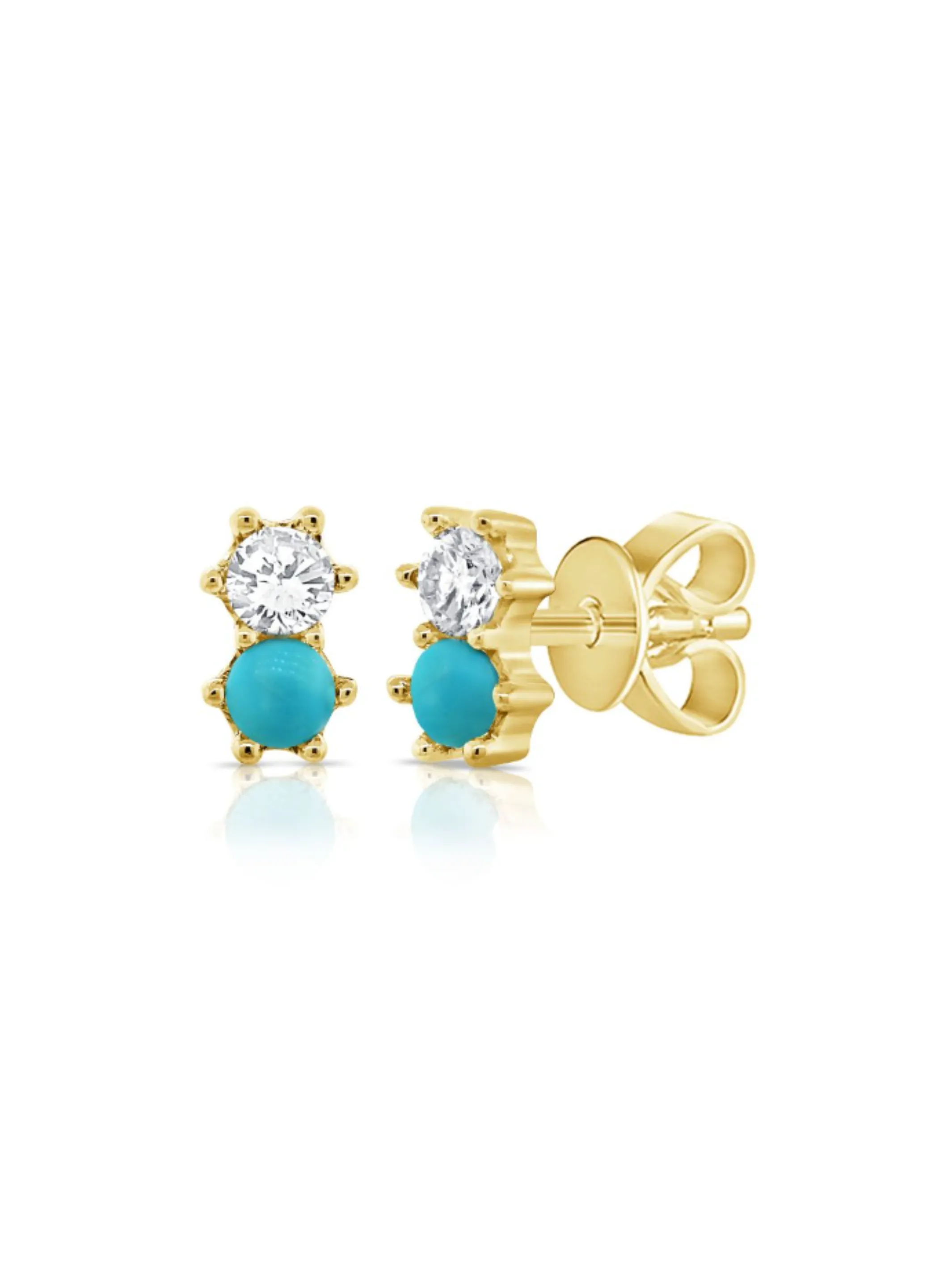 Beck Turquoise & Diamond Stud Earring 14K sold by LeMel