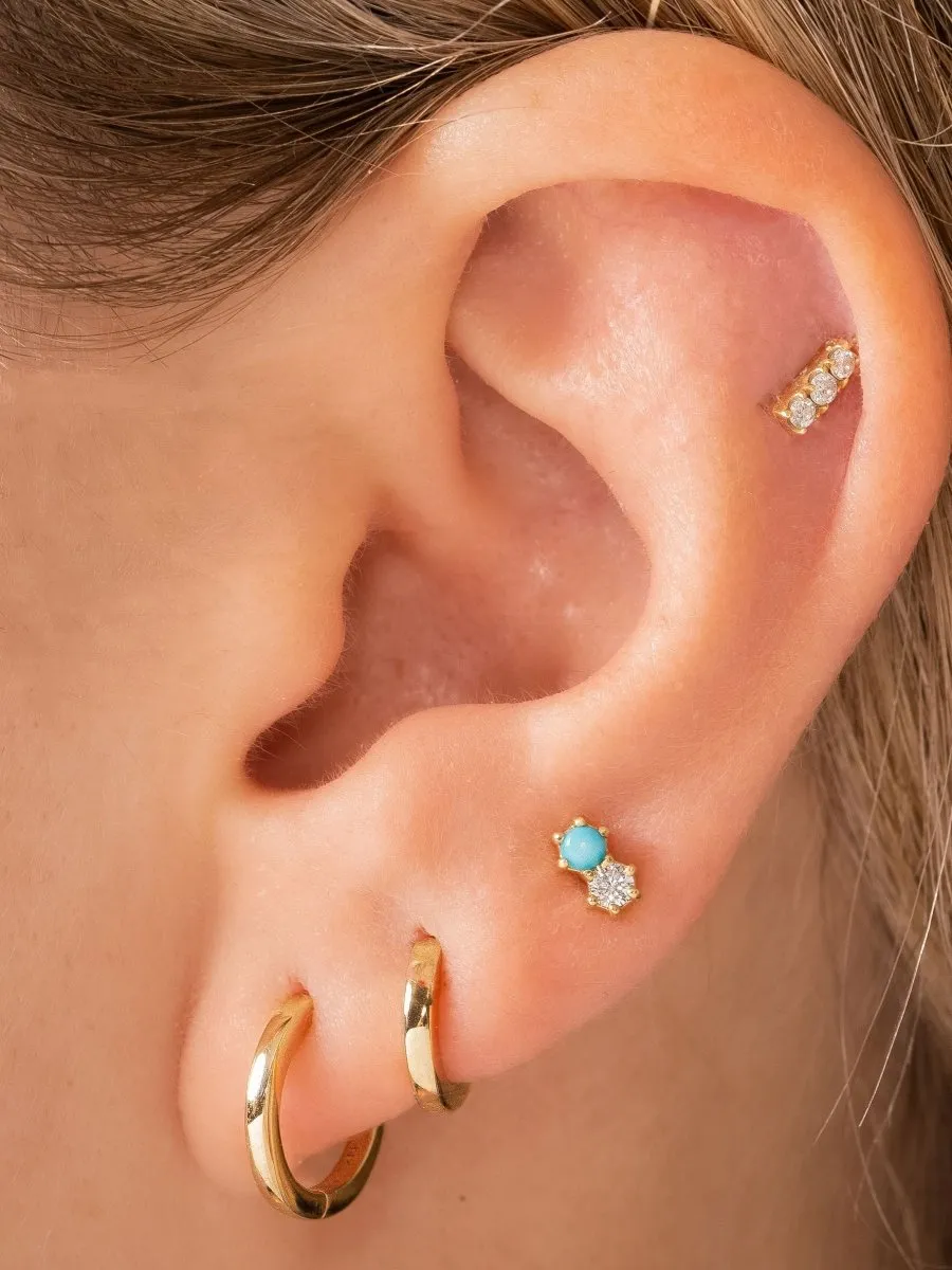 Beck Turquoise & Diamond Stud Earring 14K sold by LeMel product image thumbnail 2