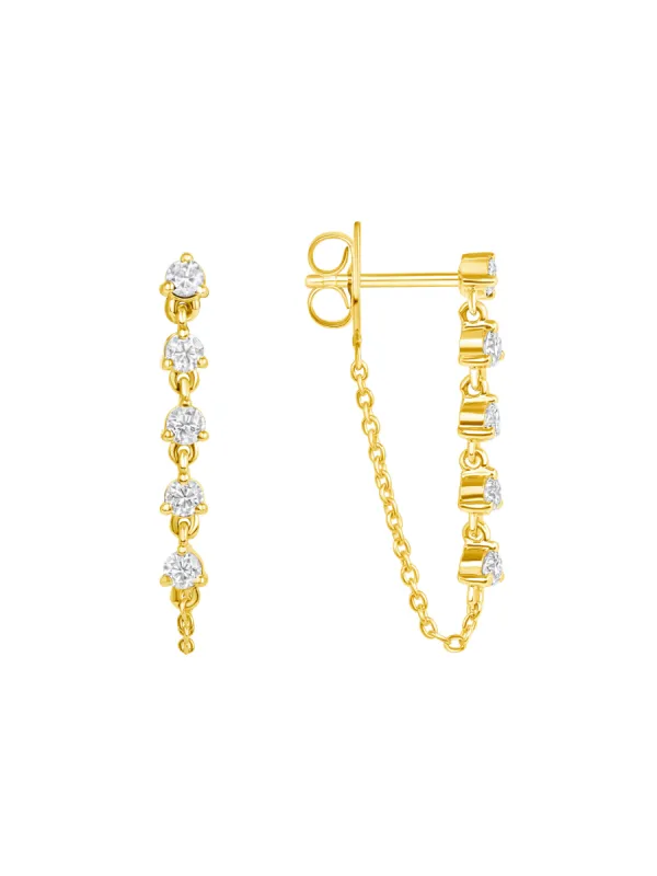 Danielle Diamond Dangle Earrings 14K made by LeMel