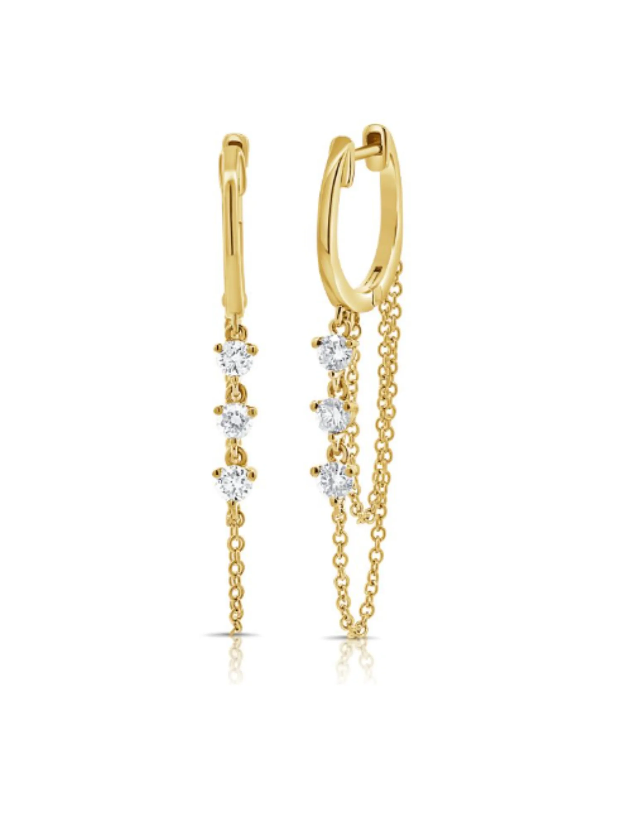 Diamond Dangle Chain Earrings 14K sold by LeMel