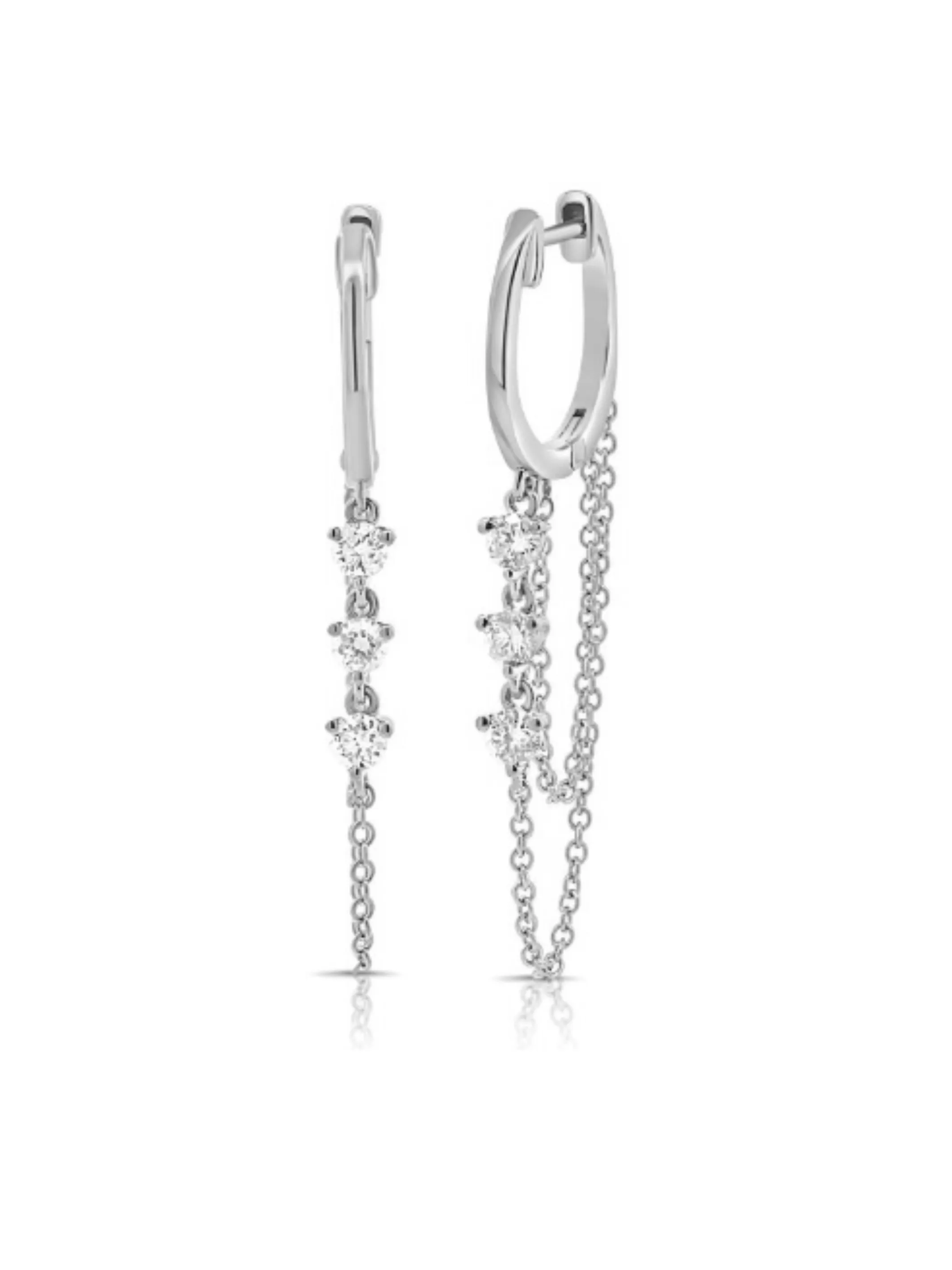 Diamond Dangle Chain Earrings 14K sold by LeMel product image thumbnail 4
