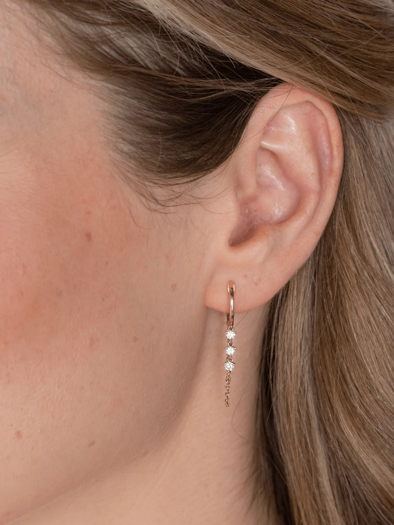 Diamond Dangle Chain Earrings 14K sold by LeMel product image thumbnail 2