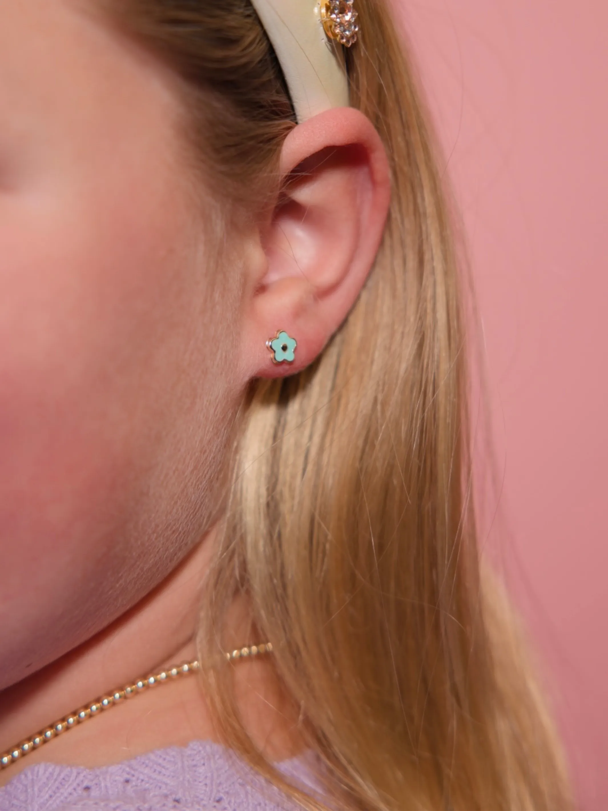 Kid Ellie Flower Stud Earrings 14K sold by LeMel product image thumbnail 2