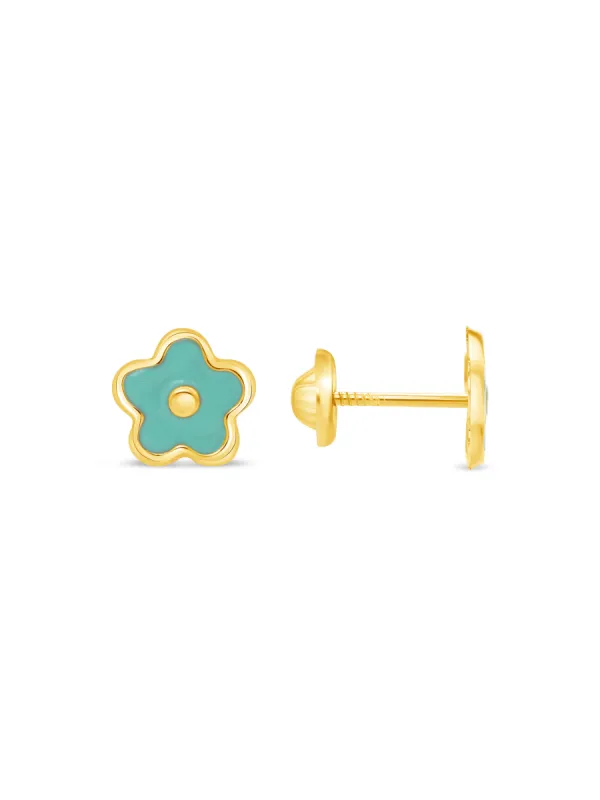 Kid Ellie Flower Stud Earrings 14K sold by LeMel