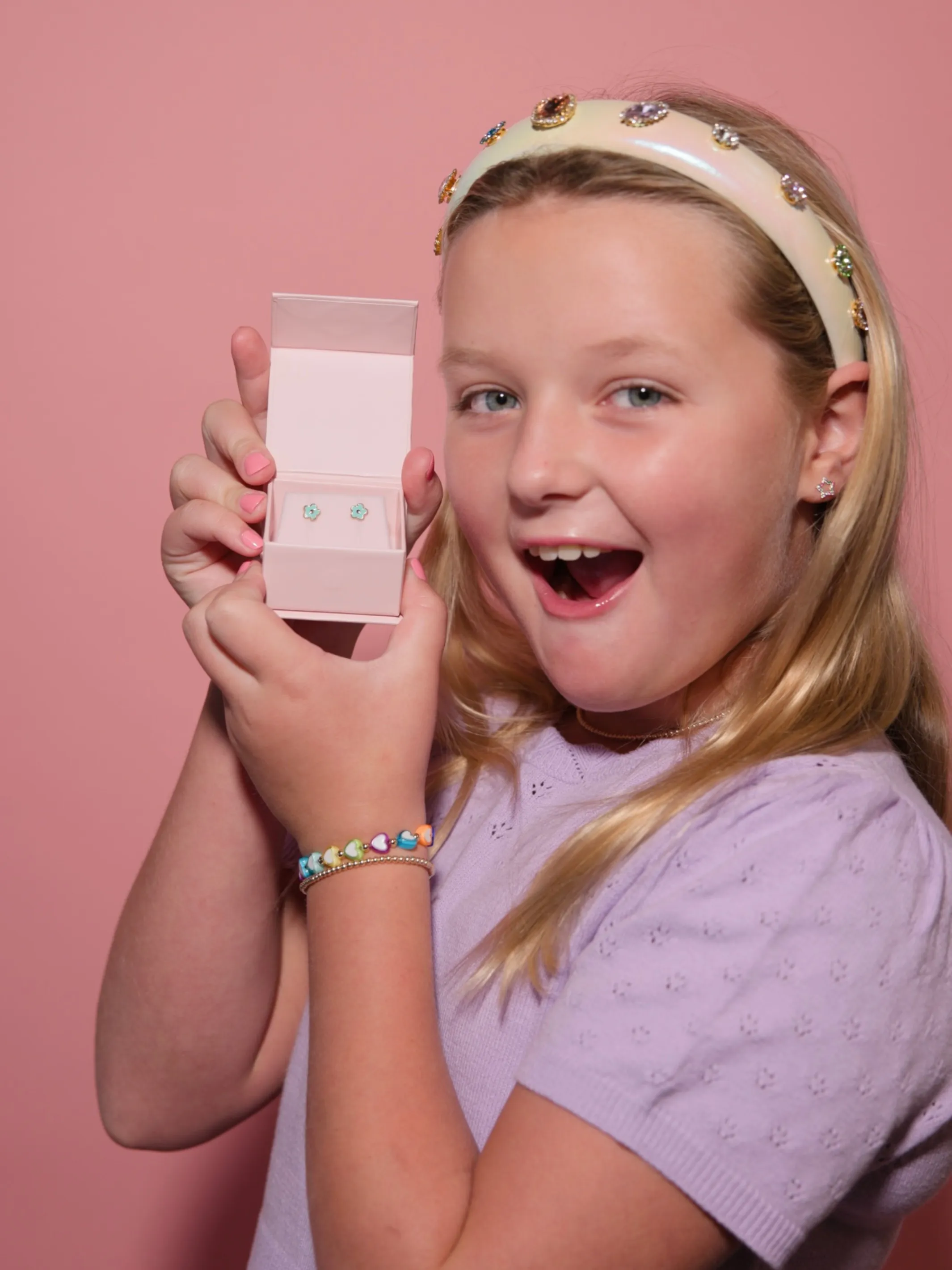 Kid Ellie Flower Stud Earrings 14K sold by LeMel product image thumbnail 4