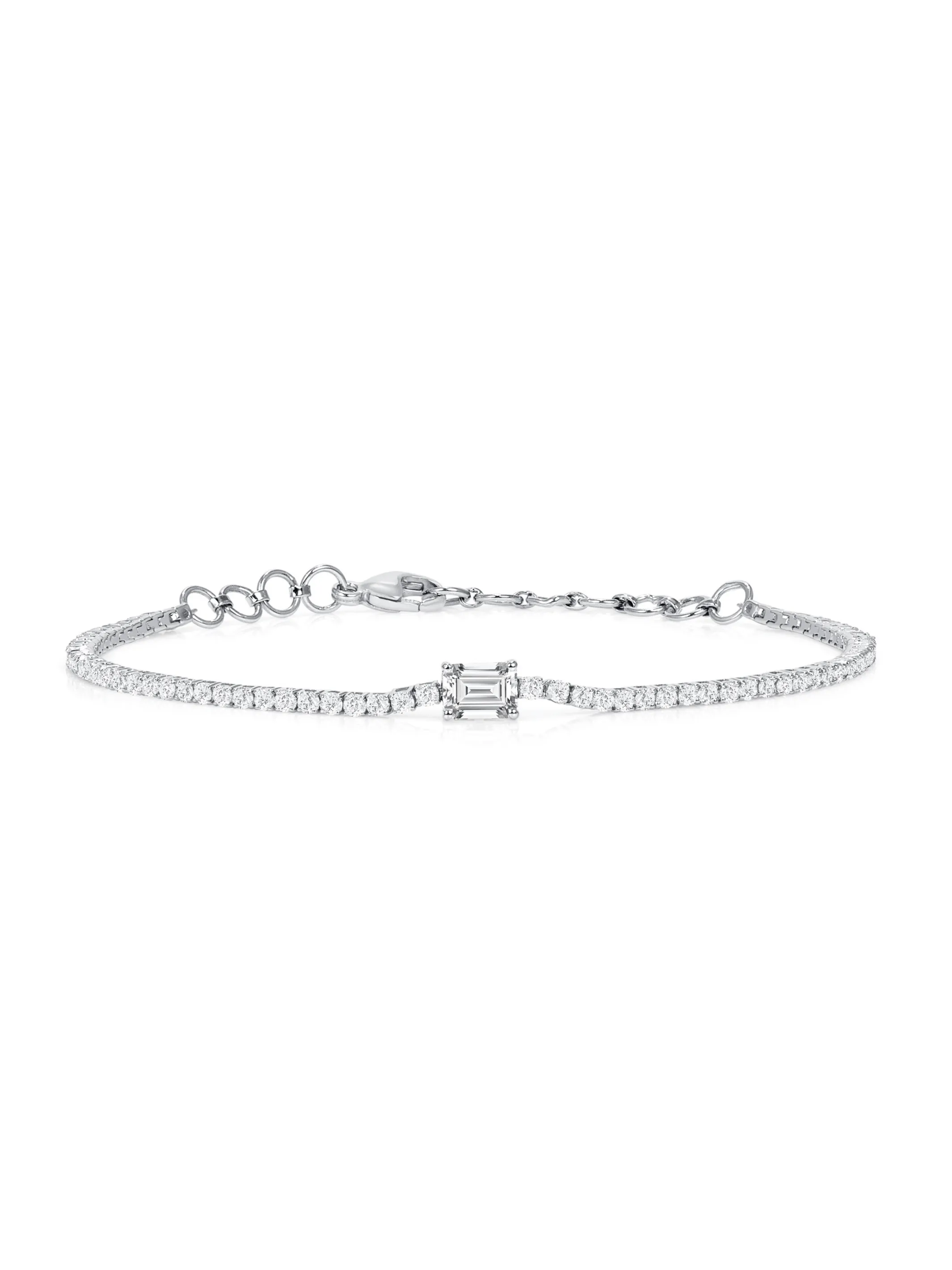 Emerald Cut Solitaire Diamond Tennis Bracelet 14K sold by LeMel
