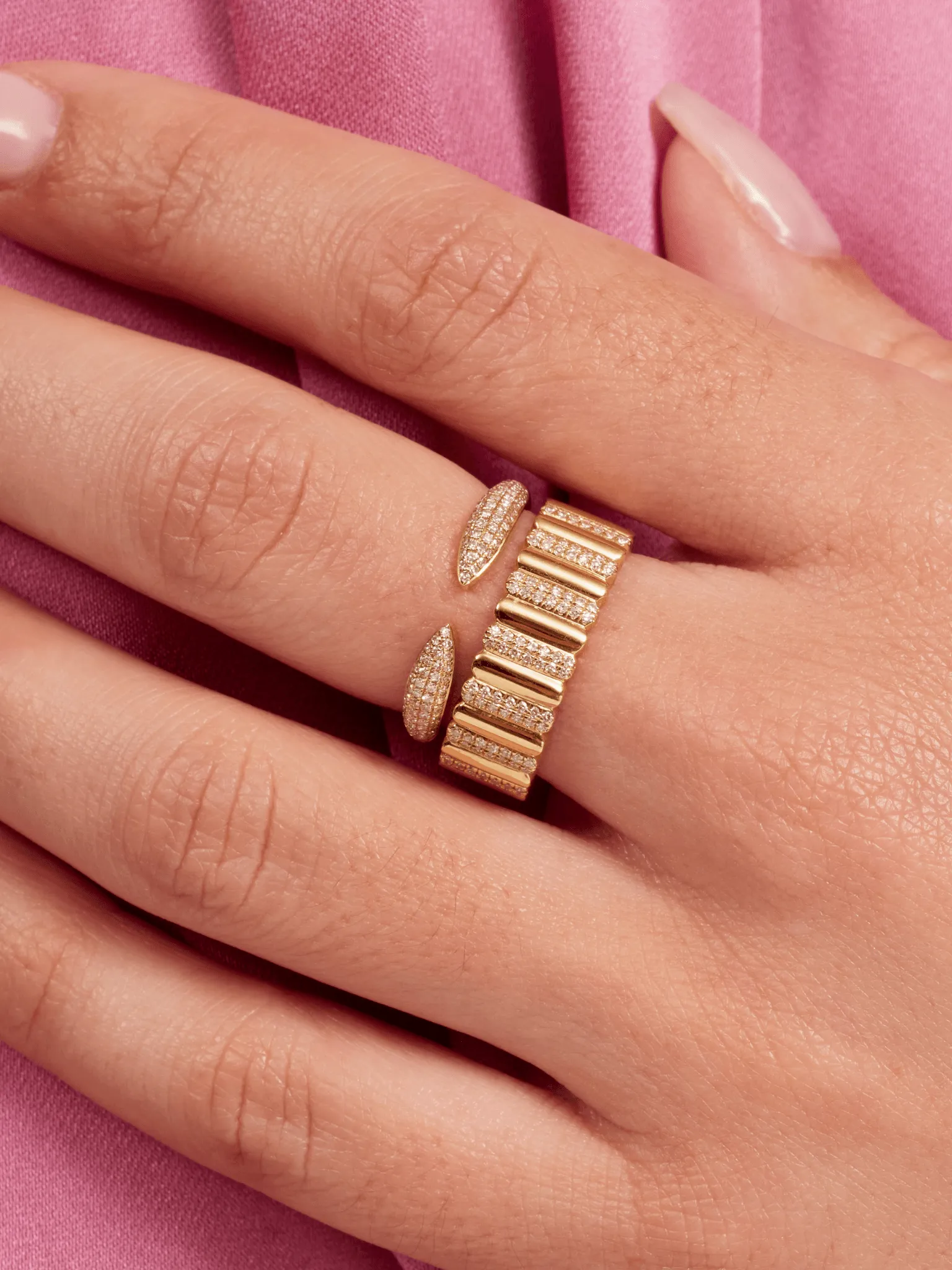 Fluted Diamond Ring 14K sold by LeMel product image thumbnail 3