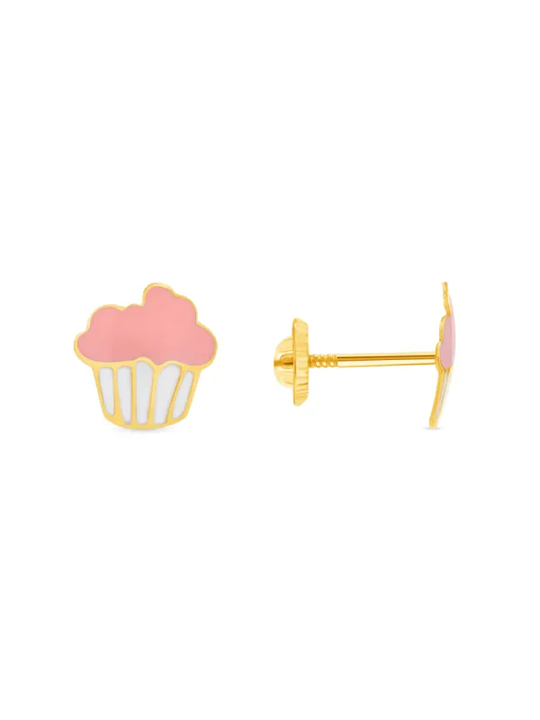 Kid Cupcake Stud Earrings 14K sold by LeMel
