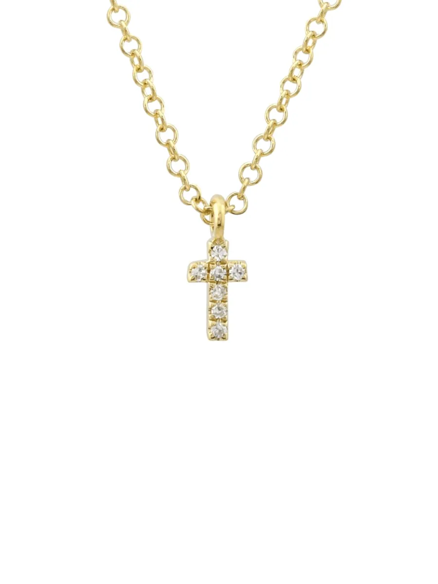 Mini Diamond Cross Necklace 14K sold by LeMel