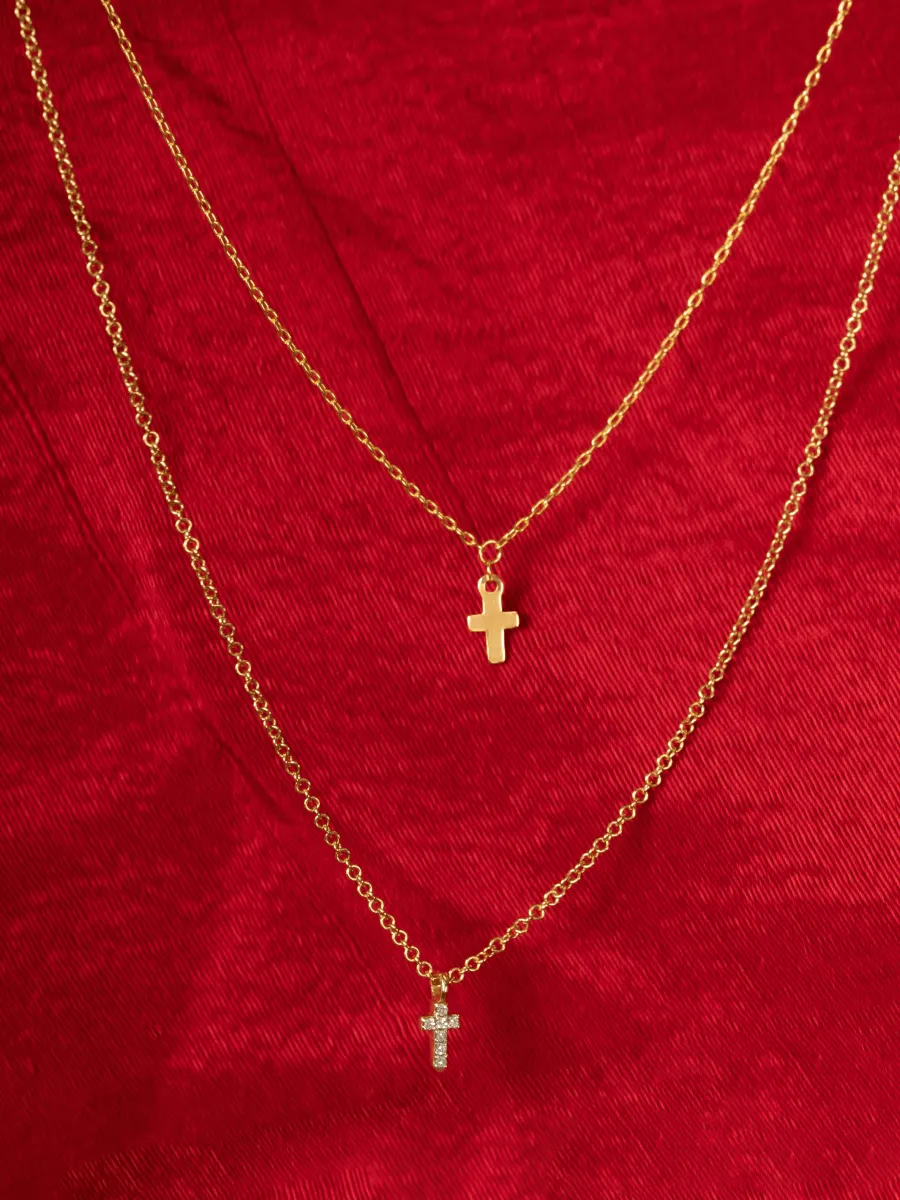 Mini Diamond Cross Necklace 14K sold by LeMel product image thumbnail 4