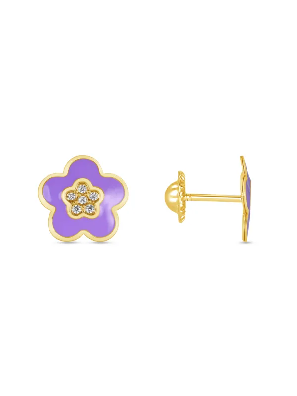 Kid Bella Flower Stud Earrings 14k sold by LeMel