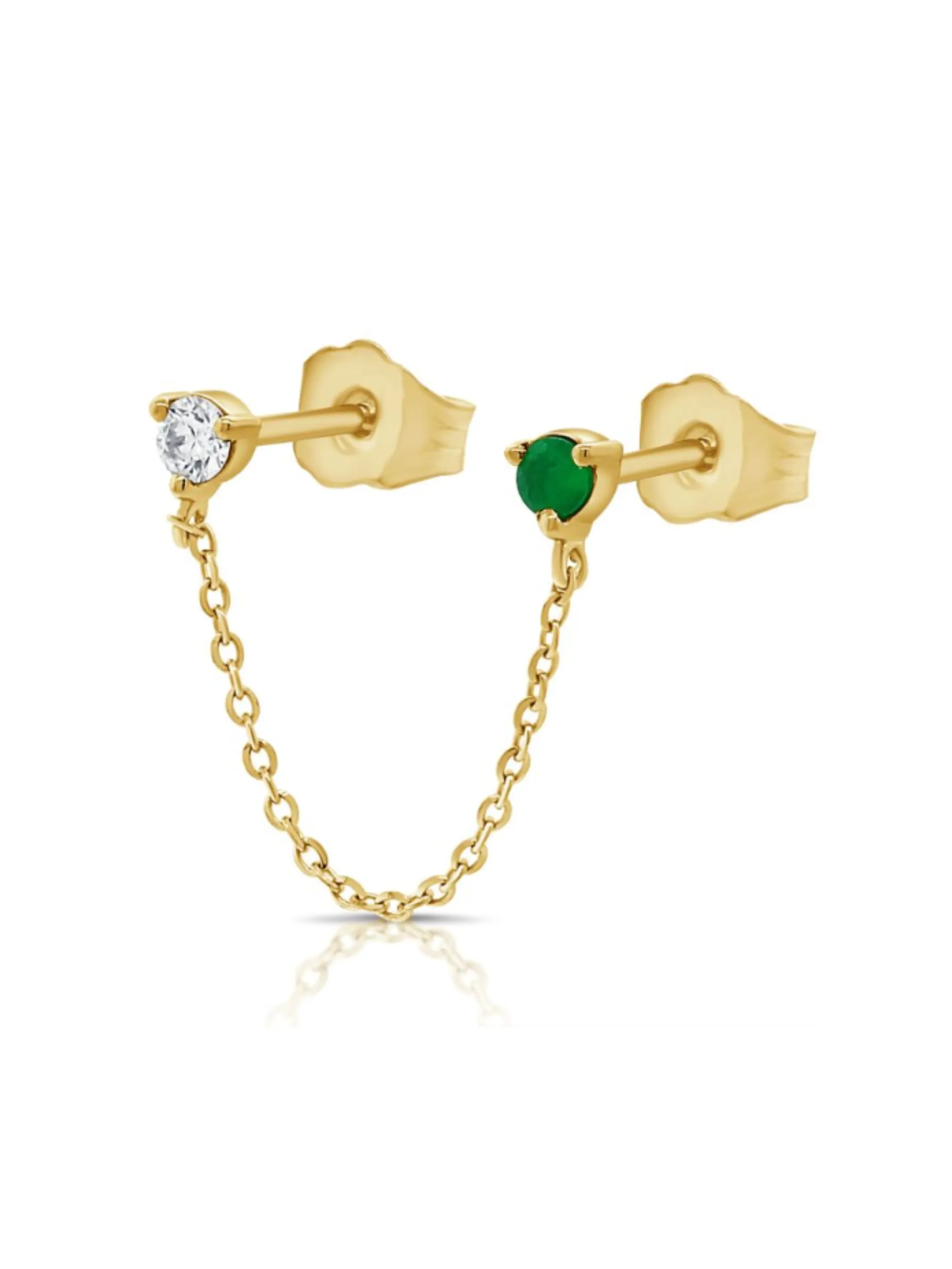 Alex Double Stud Emerald Chain Earring 14K sold by LeMel