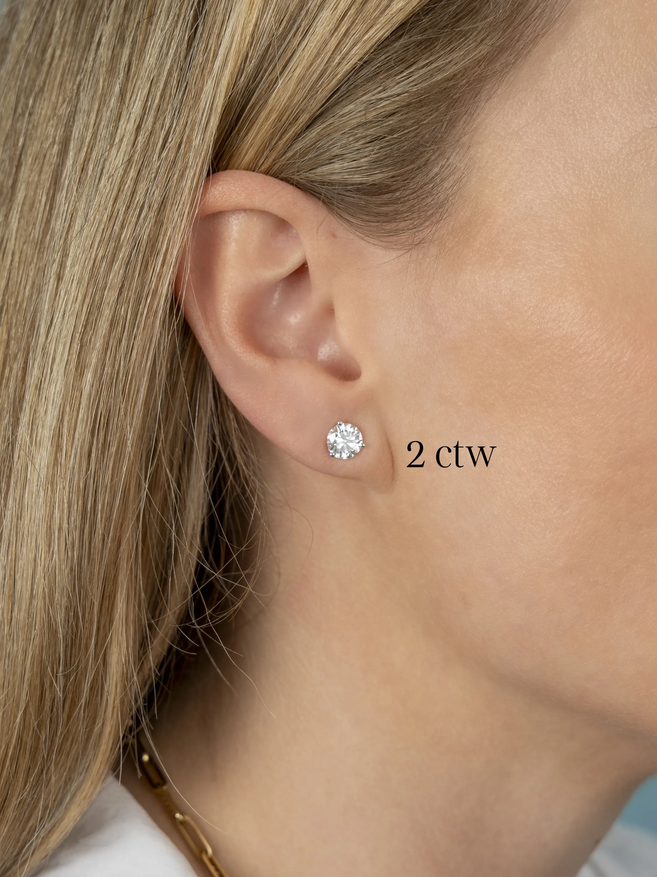 Round Lab Diamond Studs 14K sold by LeMel product image thumbnail 4