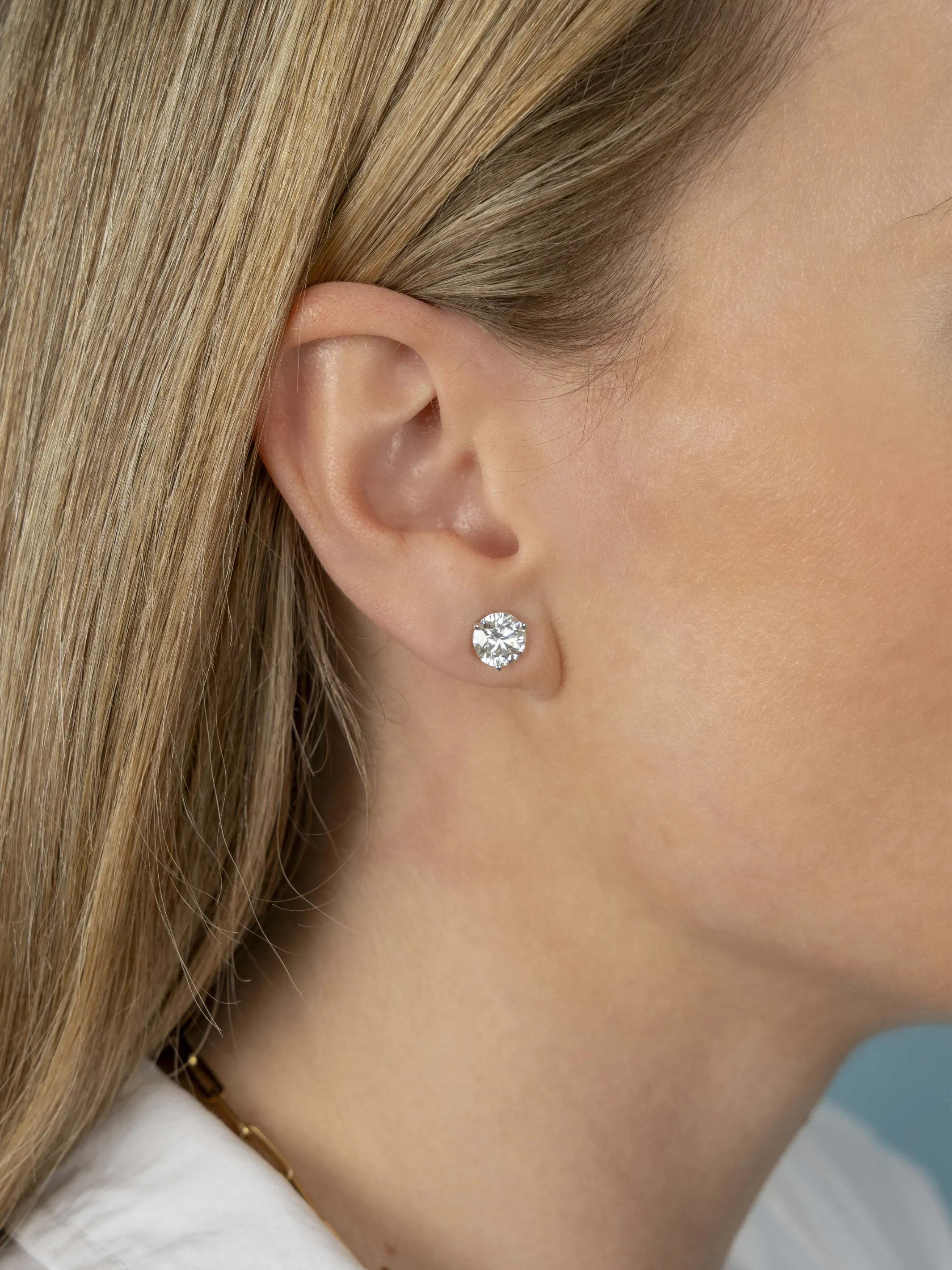 Round Lab Diamond Studs 14K sold by LeMel product image thumbnail 2