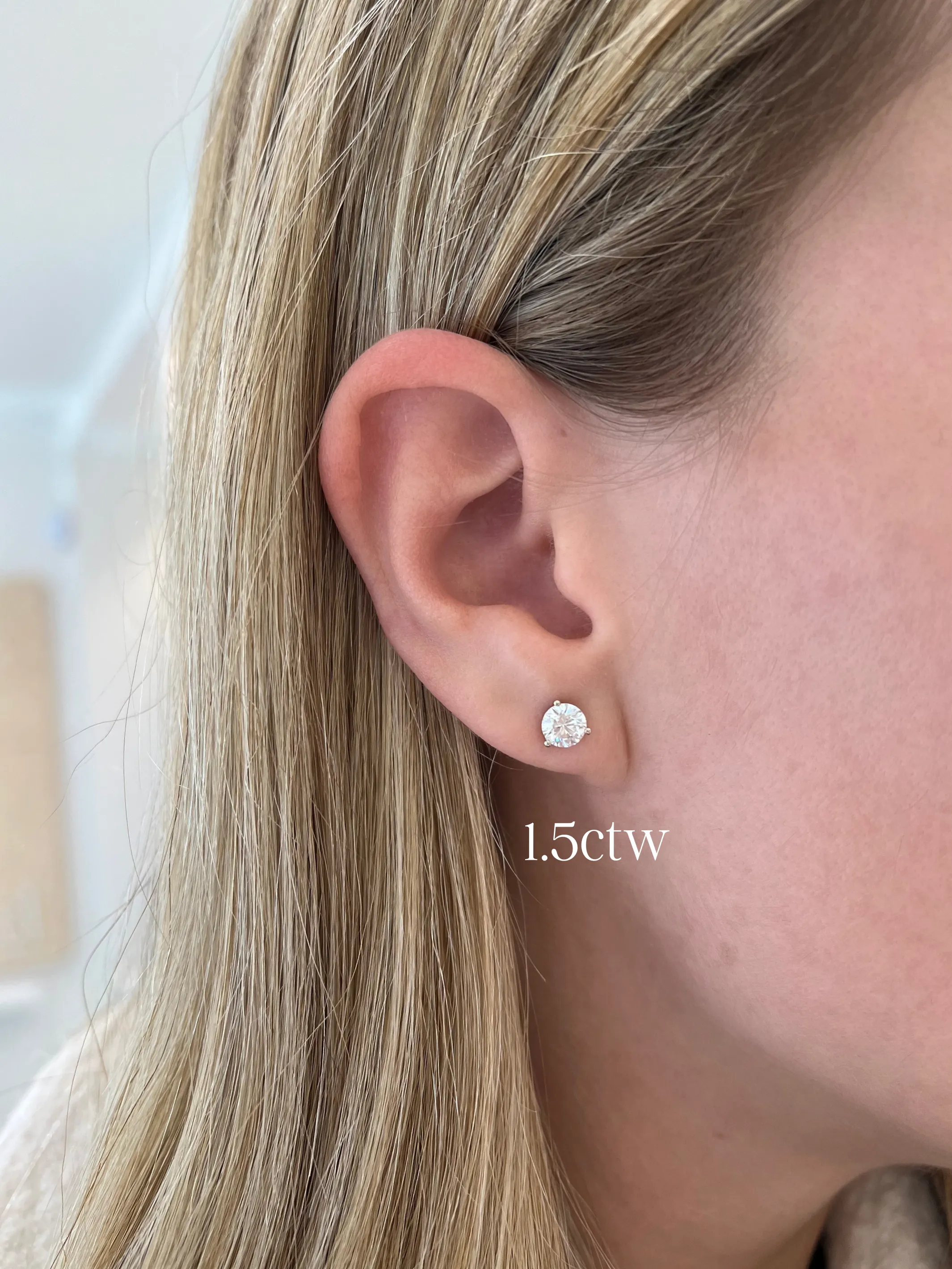 Round Lab Diamond Studs 14K sold by LeMel product image thumbnail 5
