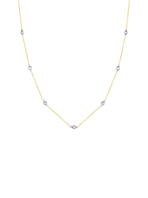 Diamond Bezel 7 Station Necklace (1/4 ct. tw.) 14K sold by LeMel