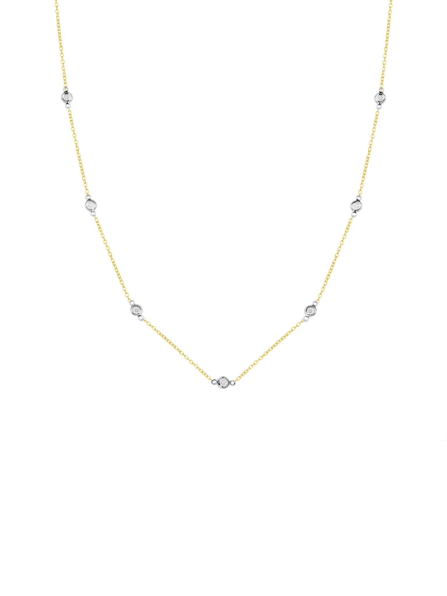 Diamond Bezel 7 Station Necklace (1/4 ct. tw.) 14K sold by LeMel