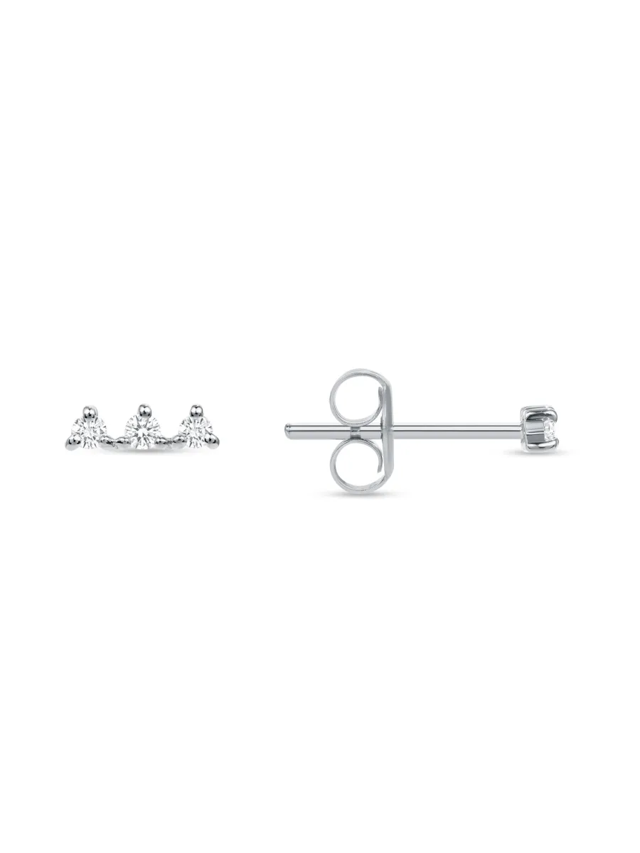 Diamond Three Stone Stud Earrings 14K sold by LeMel