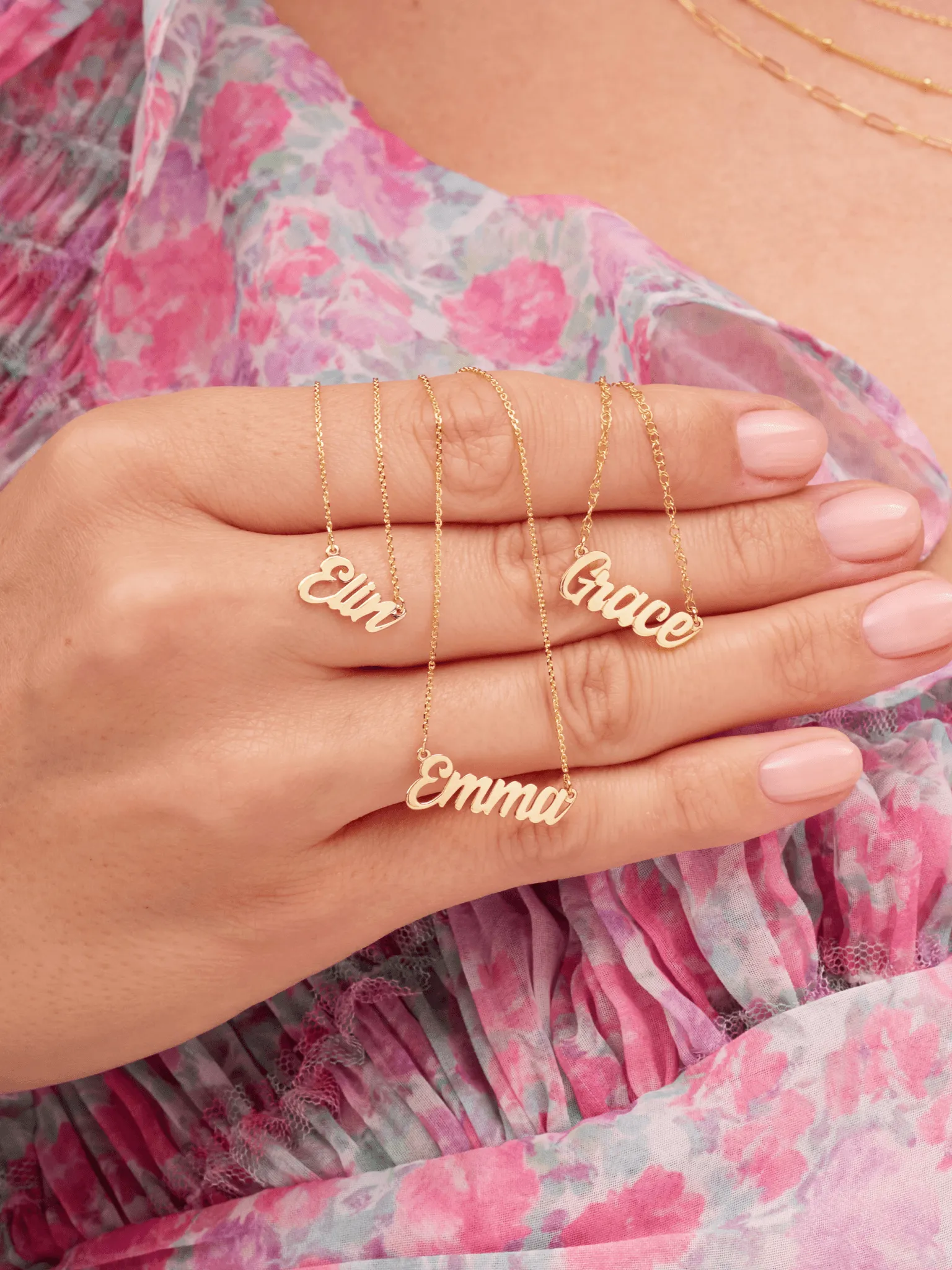 Kid Gold Script Name Necklace 14K sold by LeMel product image thumbnail 5