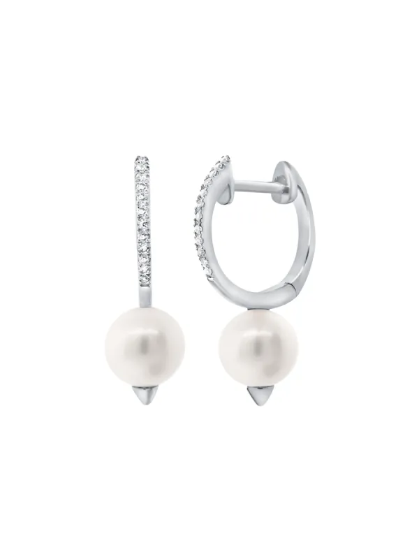 Pearl Drop Huggie Earring 14K sold by LeMel