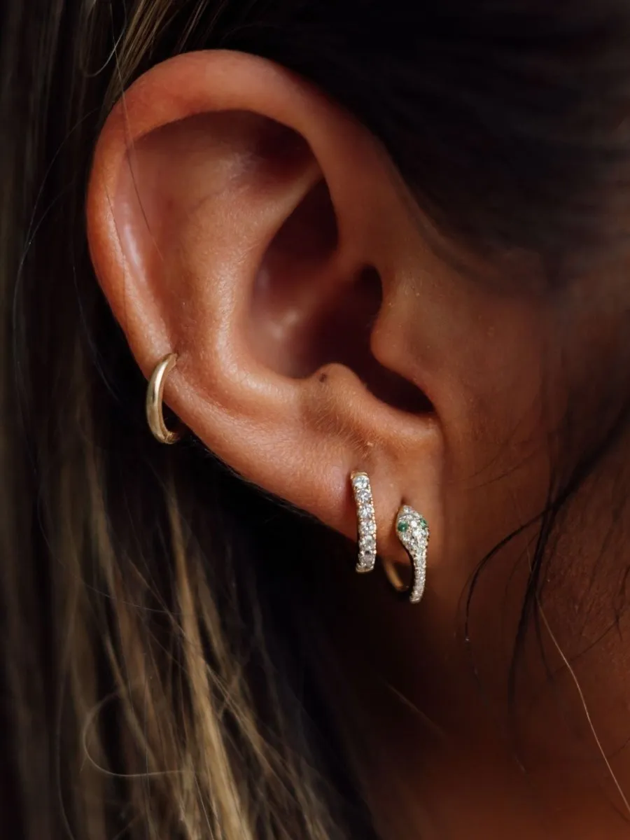 Snake Diamond Huggie Earrings 14K sold by LeMel product image thumbnail 3