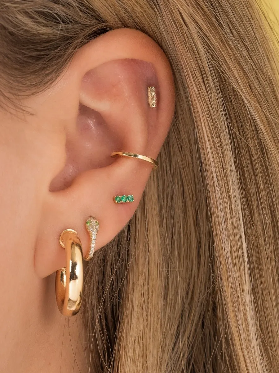 Snake Diamond Huggie Earrings 14K sold by LeMel product image thumbnail 2