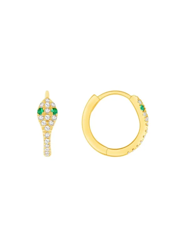 Snake Diamond Huggie Earrings 14K sold by LeMel