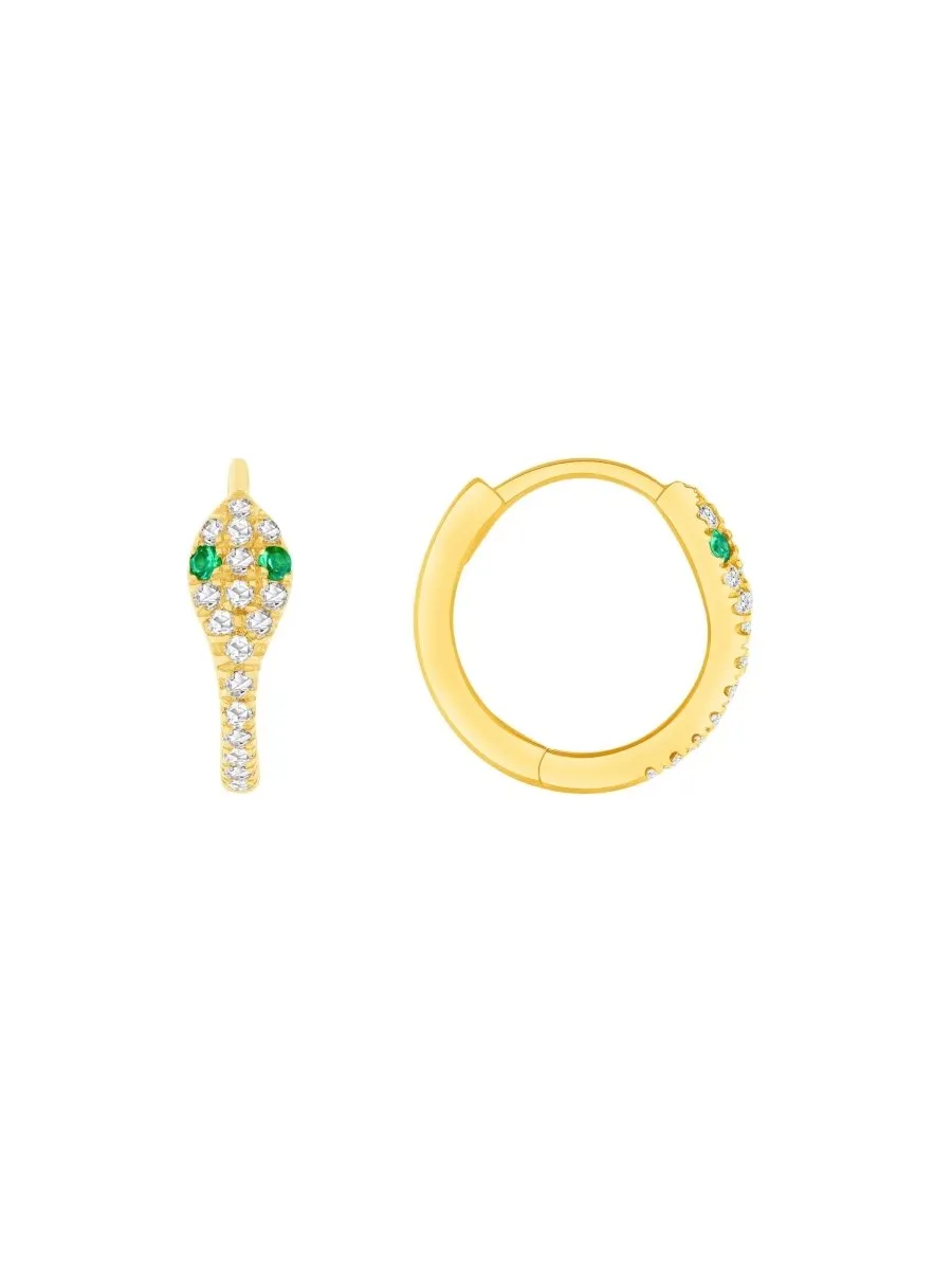 Snake Diamond Huggie Earrings 14K sold by LeMel