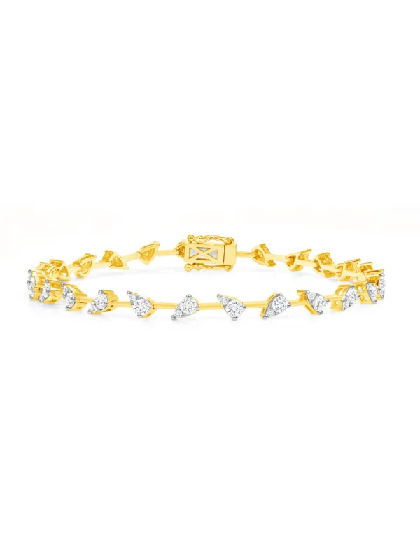 Illusion Pear Diamond Tennis Bracelet 14K sold by LeMel