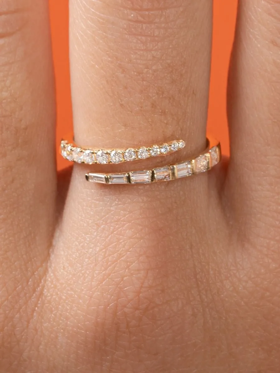 Emily Baguette and Diamond Wrap Ring 14K sold by LeMel product image thumbnail 2
