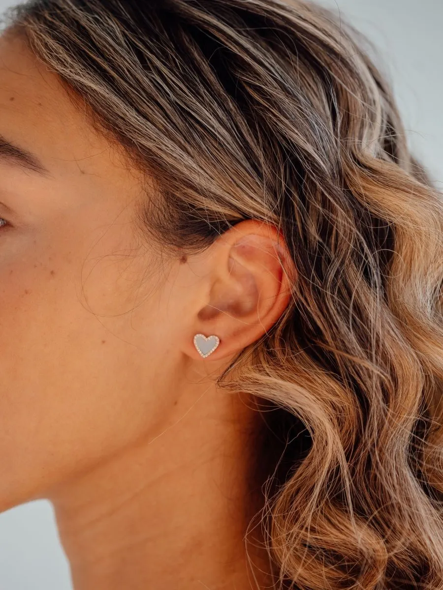 Scarlett Mother of Pearl Diamond Heart Stud Earring 14K sold by LeMel product image thumbnail 2