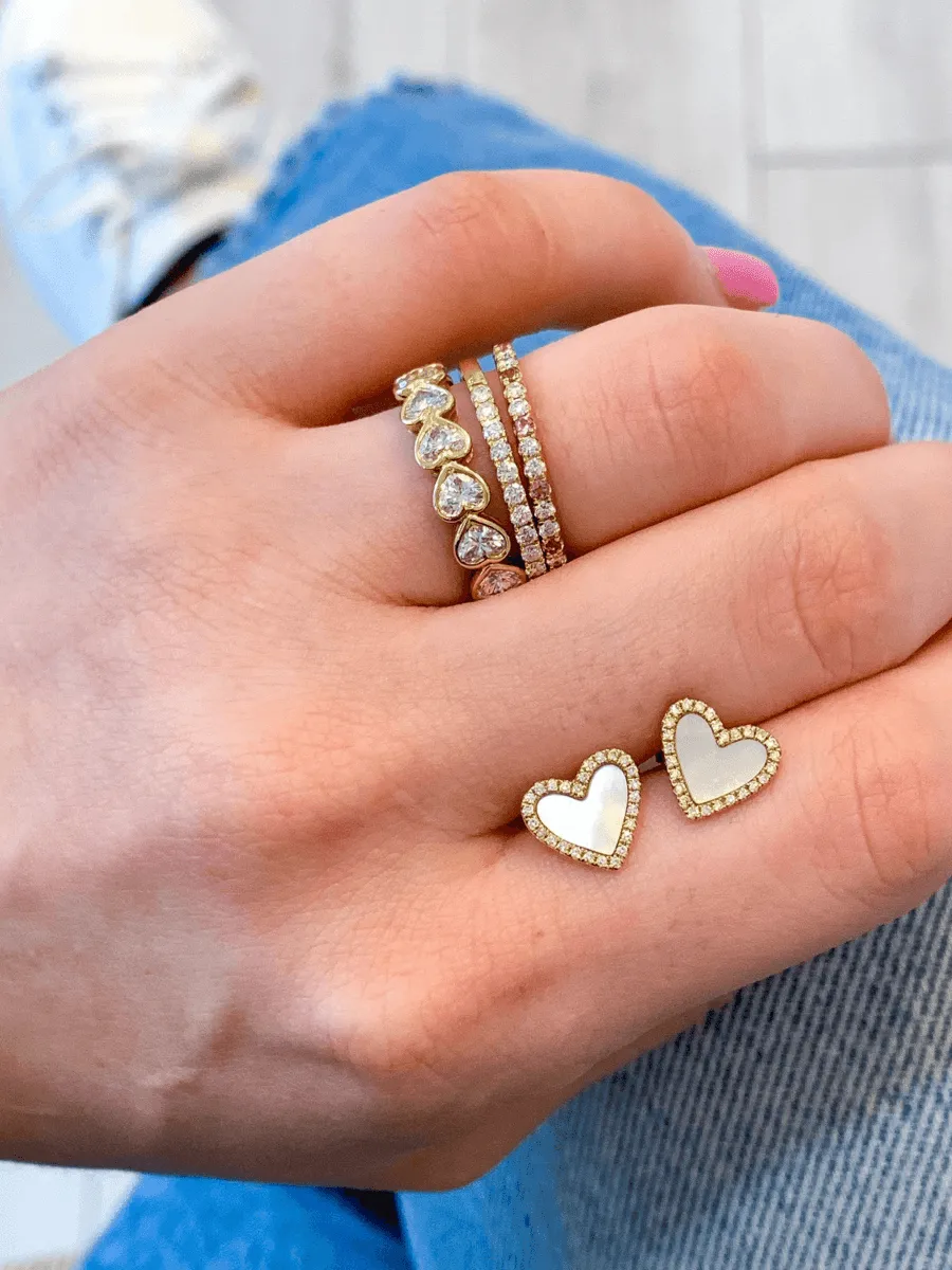 Scarlett Mother of Pearl Diamond Heart Stud Earring 14K sold by LeMel product image thumbnail 4