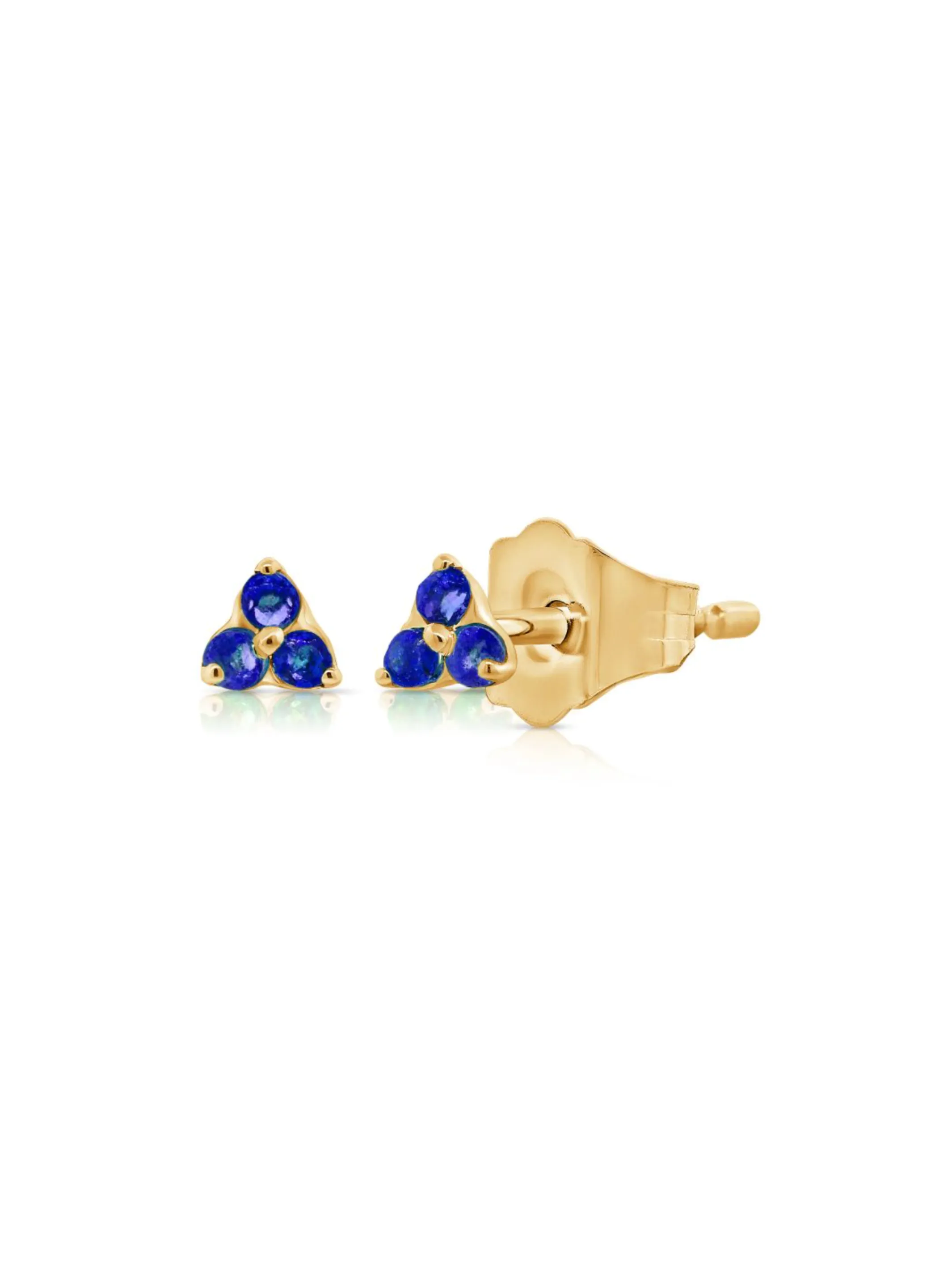 Teeny Blue Sapphire Trio Stud Earring 14K sold by LeMel