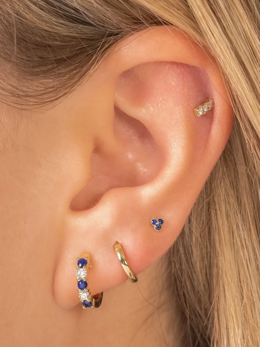 Teeny Blue Sapphire Trio Stud Earring 14K sold by LeMel product image thumbnail 2