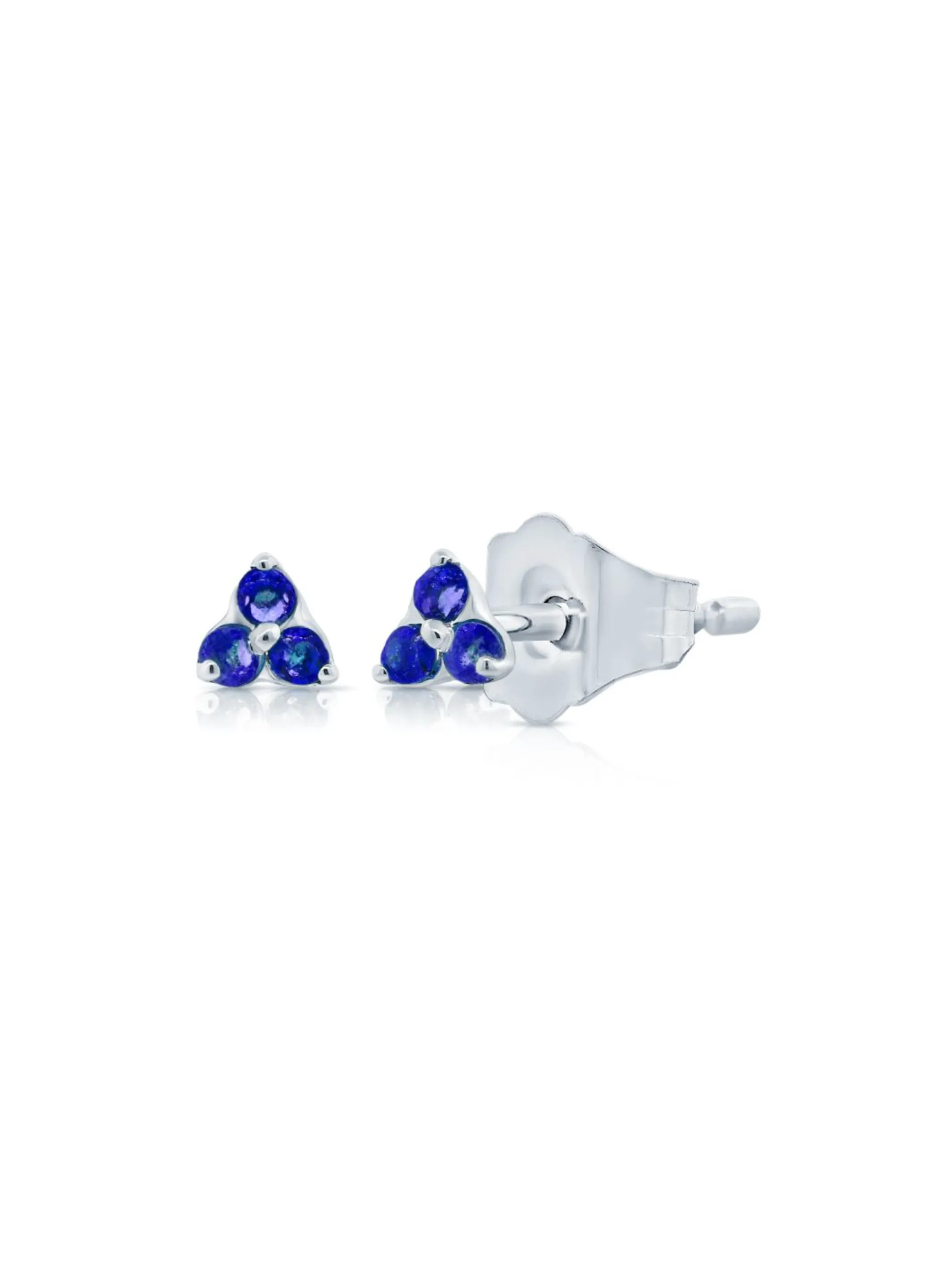 Teeny Blue Sapphire Trio Stud Earring 14K sold by LeMel product image thumbnail 4