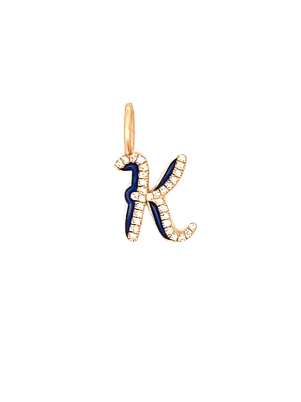 Enamel Diamond Initial 14k - K sold by LeMel