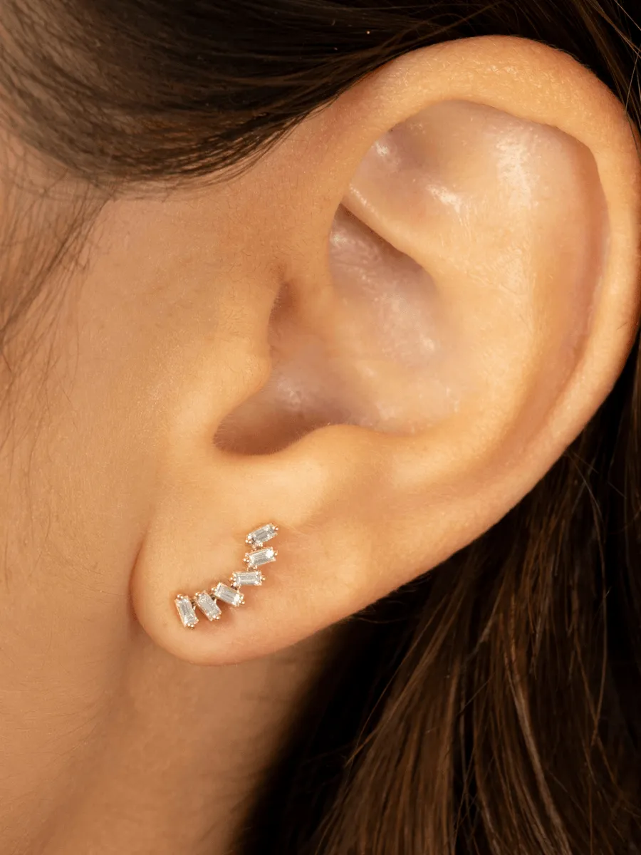 Paris Baguette Stud Earrings 14K sold by LeMel product image thumbnail 2