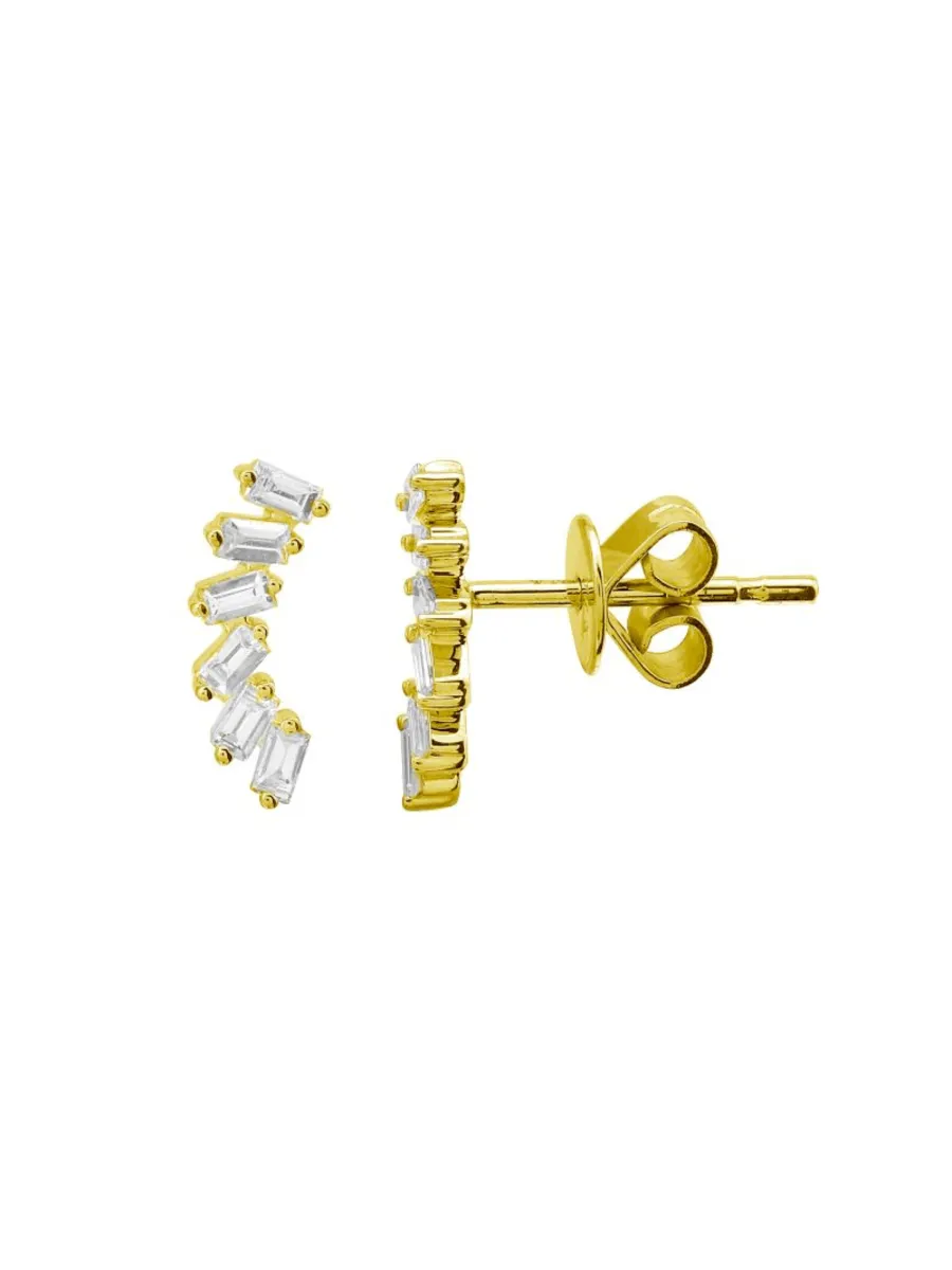 Paris Baguette Stud Earrings 14K sold by LeMel