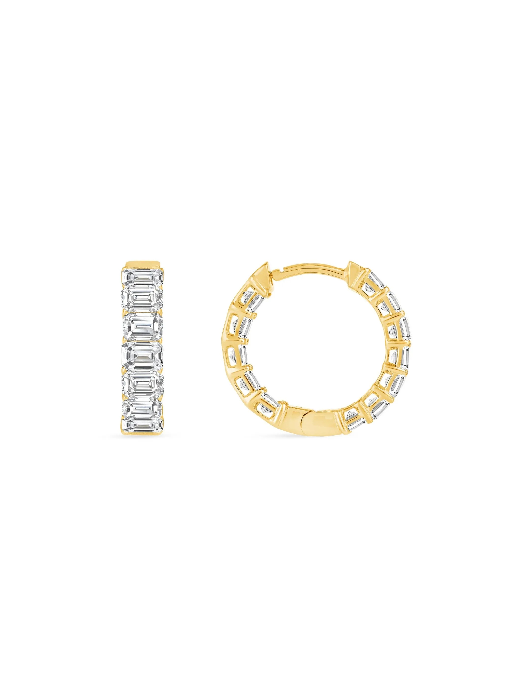 Stella Emerald Cut Diamond Hoop Earrings 14K sold by LeMel