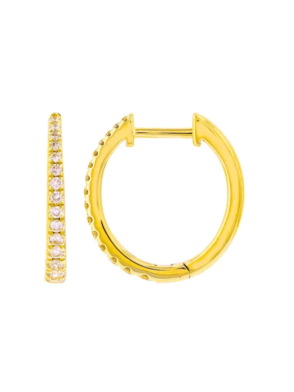 Oval Diamond Huggie Earrings 14K sold by LeMel