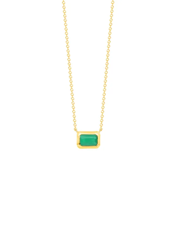 Emerald Baguette Necklace 14K sold by LeMel