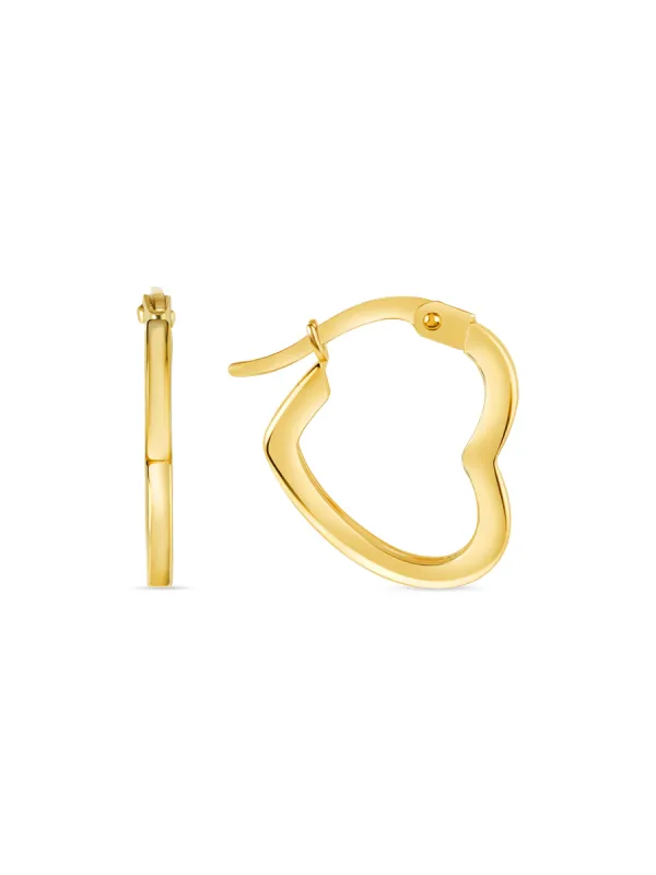 Open Heart Huggie Earrings 14K sold by LeMel