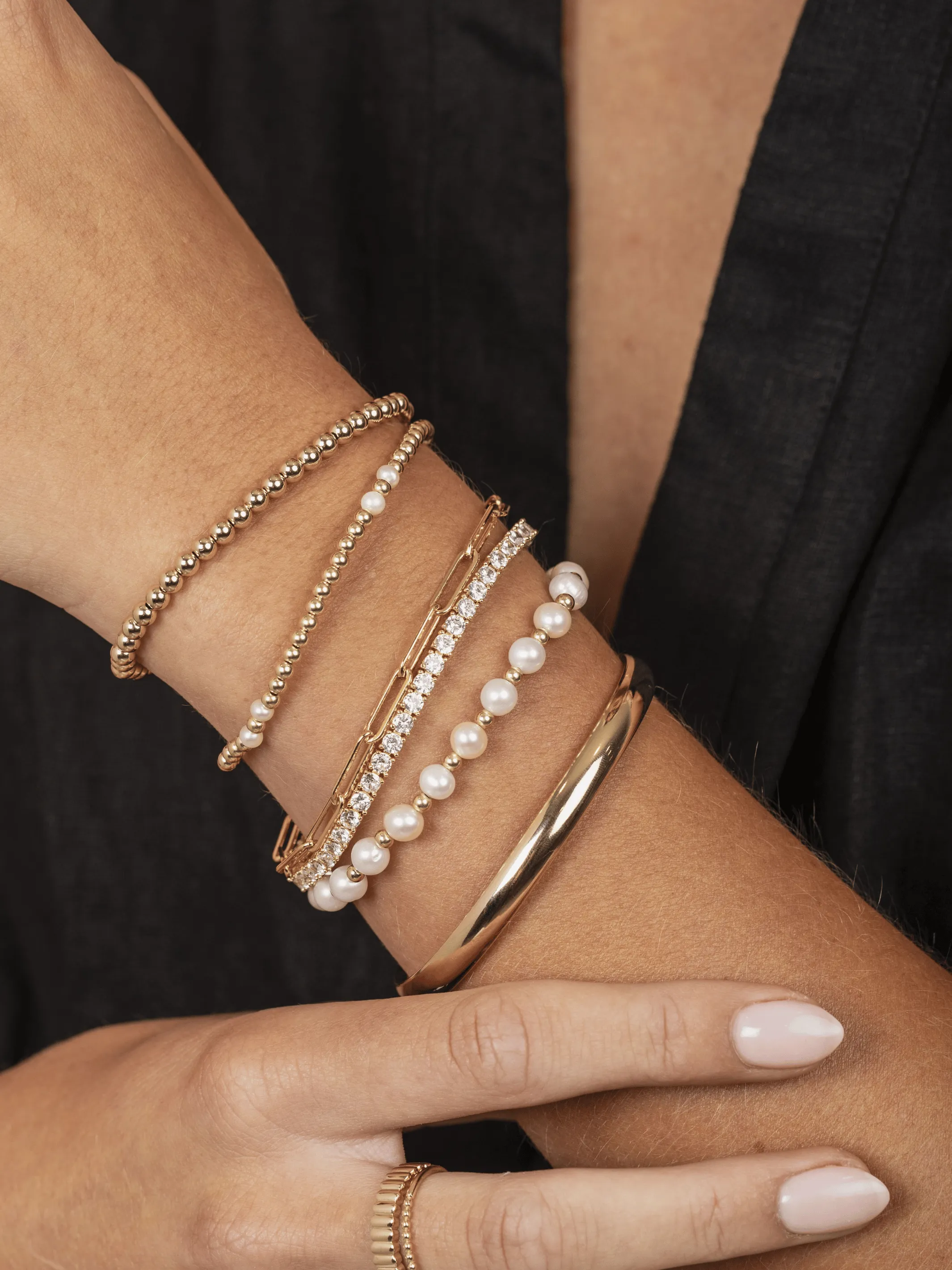 Anna Pearl Stretch Bracelet sold by LeMel
