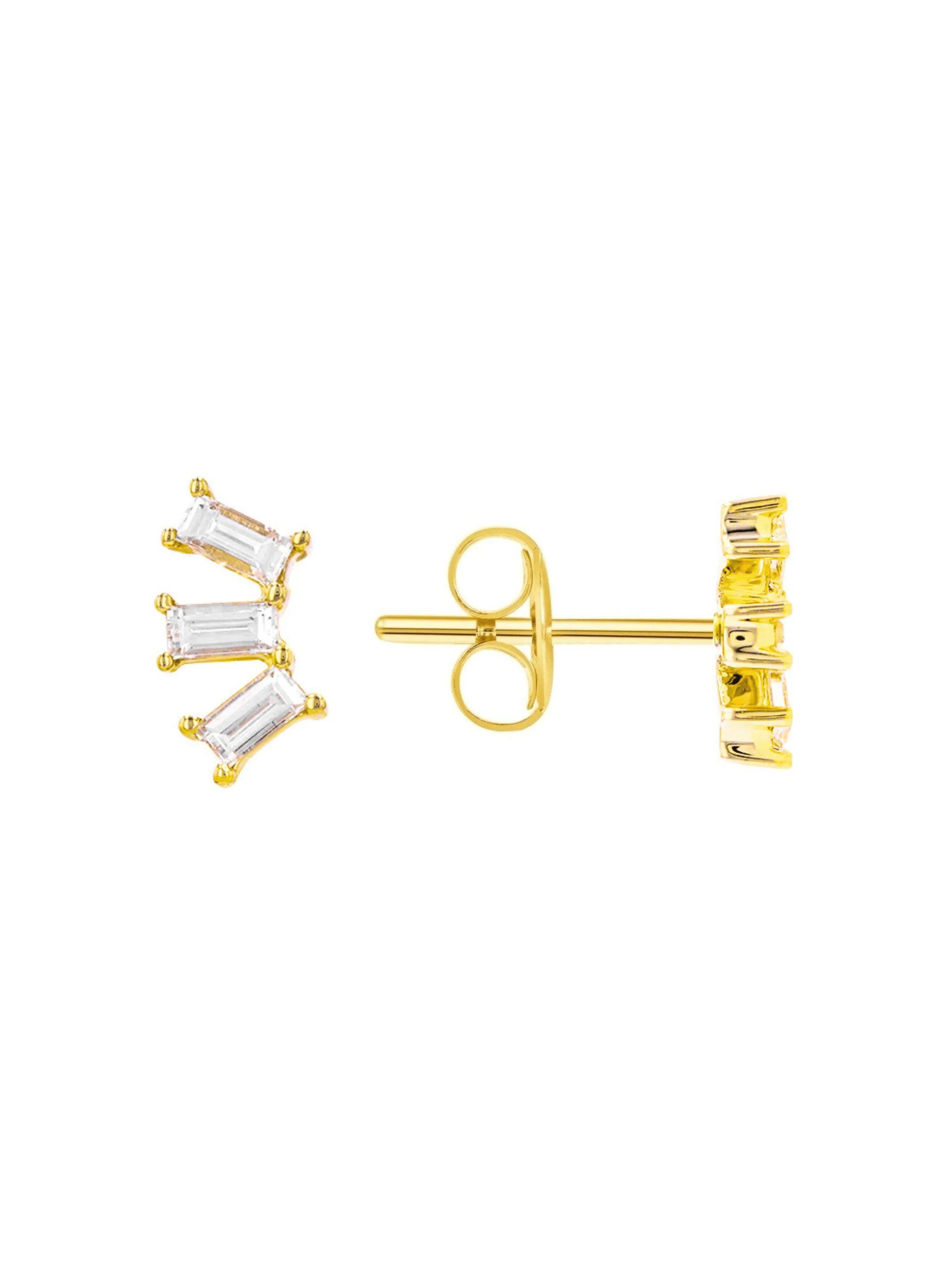Mini Paris Baguette Stud Earrings 14K sold by LeMel