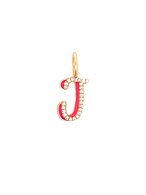 Enamel Diamond Initial 14k -J sold by LeMel