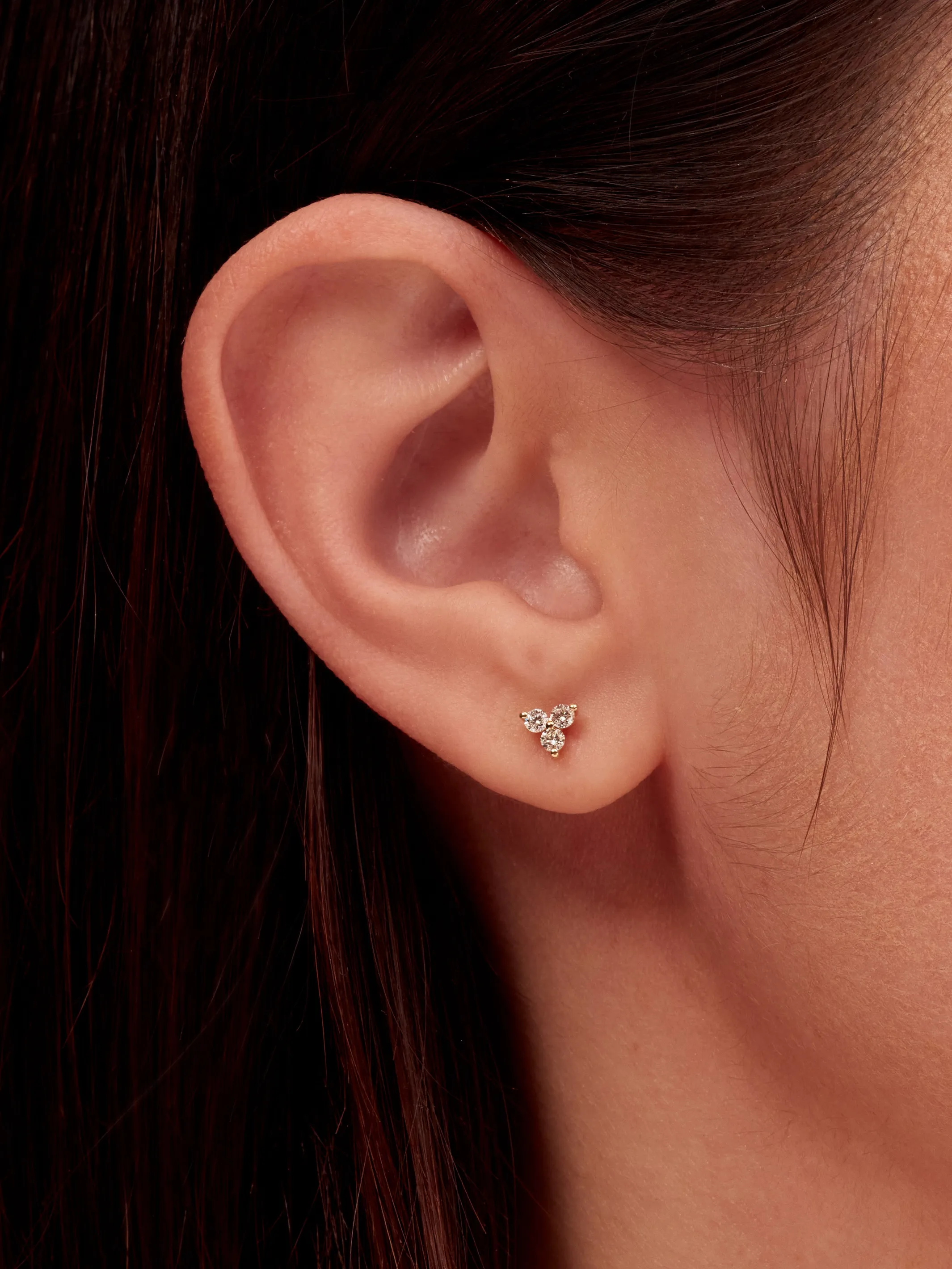 Trio Diamond Stud Earrings 14K sold by LeMel product image thumbnail 2