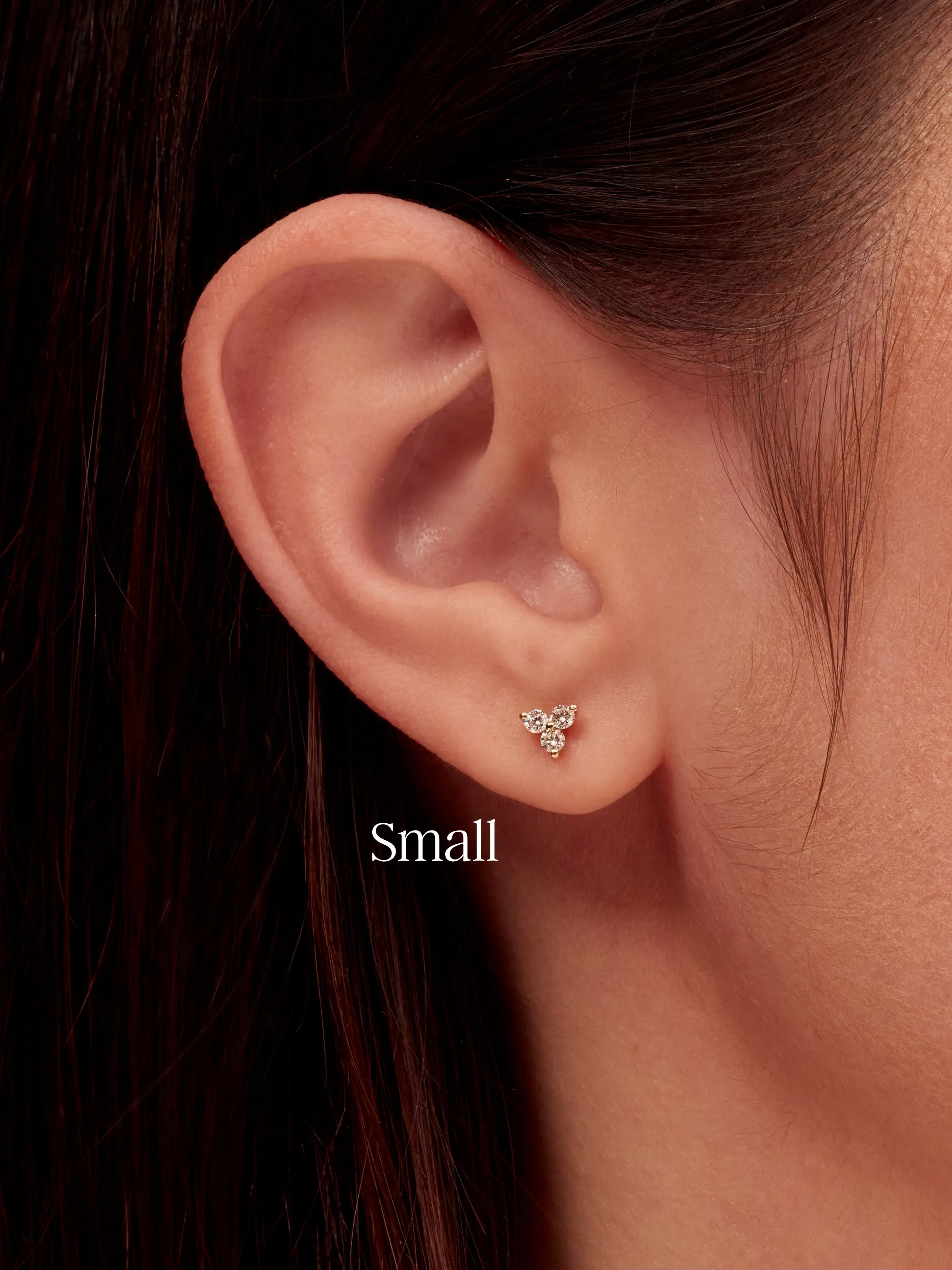 Trio Diamond Stud Earrings 14K sold by LeMel product image thumbnail 3